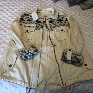 Aztec print zip up/and button up jacket